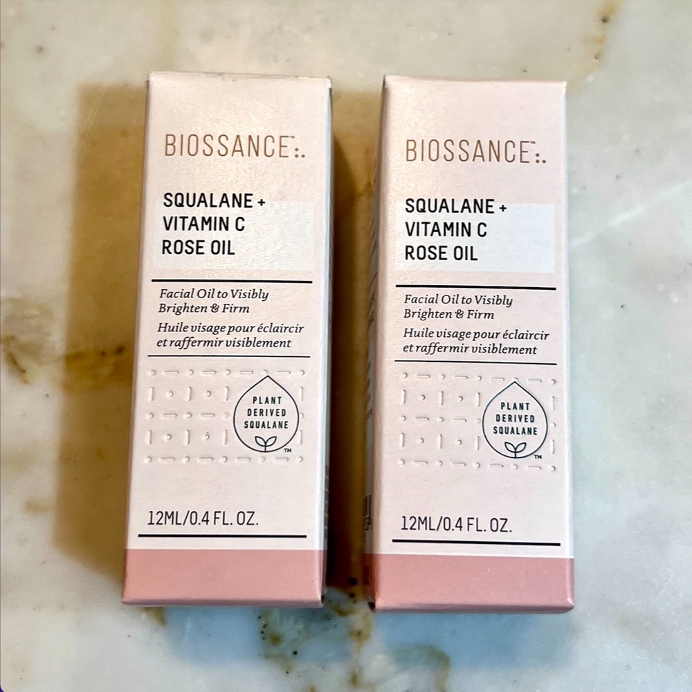 (2) Biossance Squalane + Vitamin C Rose Firming Oil - Travel Size NIB
